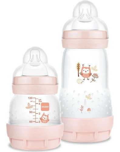  MAM Easy Start Set 130/260mL 2 unidades rosas animais