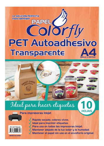 Papel Pet Transparente Inkjet 10hojas Pack X2 Disershop