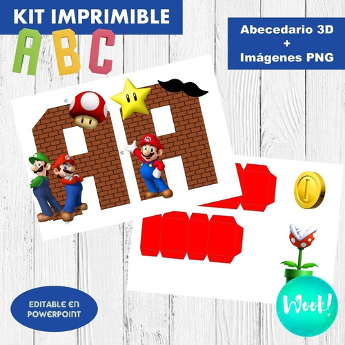 Kit Imprimible Letras 3d Editables Super Mario Bros