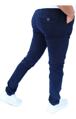 Pantalon gabardina online azul marino hombre