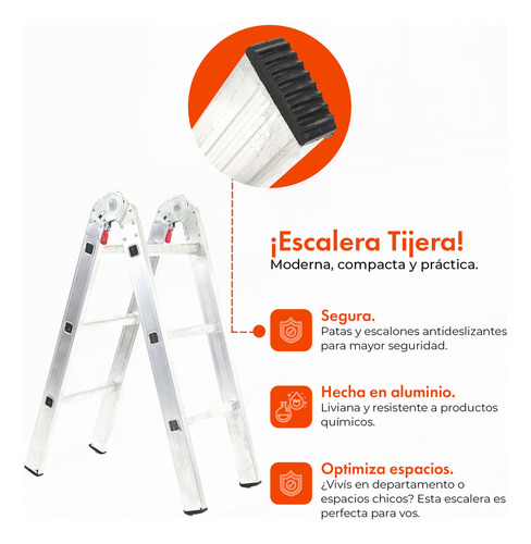 Escalera De Aluminio Tijera 6 Escalones Gardenlife