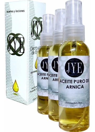 3 Botellas De Aceite Natural Jye Árnica Puro 180ml