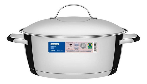 Caçarola Rasa Aço Inox Com Fundo Triplo 22cm Allegra Tramont