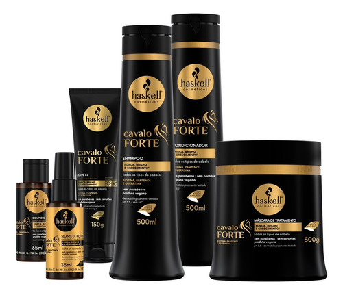 Kit Haskell Cavalo Forte Sh Cond 500ml Masc Completo Selante