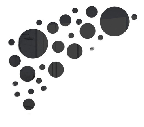 Imagen 1 de 6 de Set Acrilico Decorativo Negro Espejo Oval Con Adhesivo Pared