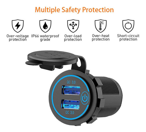 W Cargador De Coche Con Enchufe De Carga Rápida Usb Dual