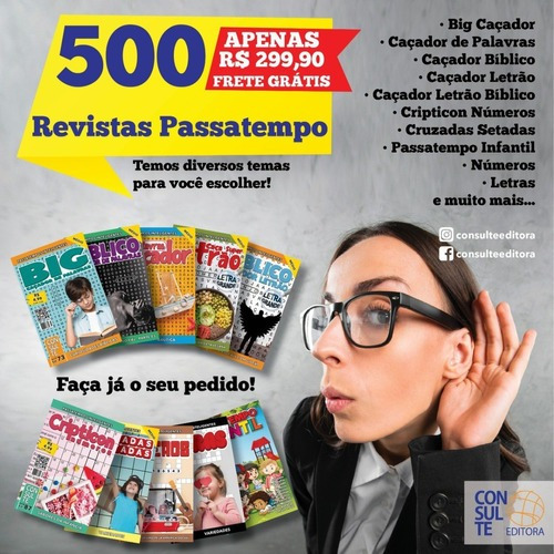 Imagem 1 de 1 de Kit 500 Revistas Passatempo - Diversos Temas