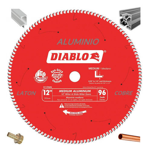 Disco Diablo 12 PuLG P/ Aluminio D1296n 96t Industrial Cobre