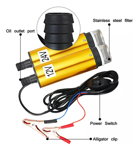 Bomba Sumergible 12v Dc 12v/24v For Bombear Agua De Aceite