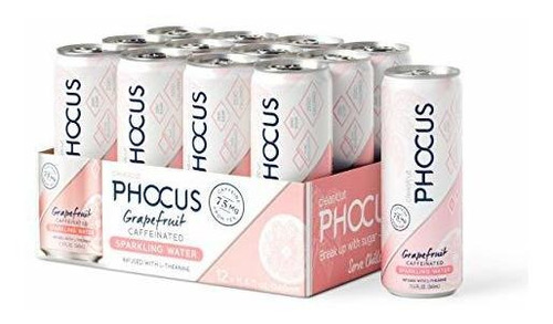 Phocus La Energía Natural Con Cafeína Agua Con Gas, Pomelo, 