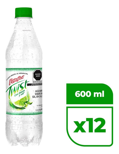 Agua Mineralizada Twist Limón 600 Ml, Pack De 12
