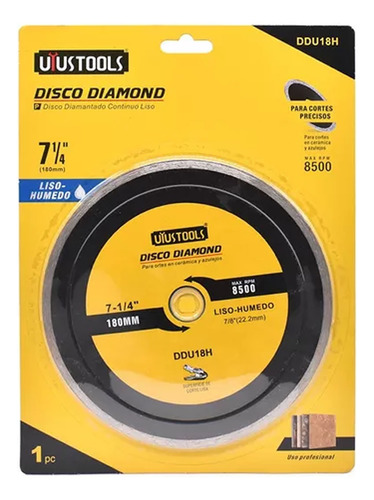 Disco Diamantado Continuo 180 Mm 7 1/4 Pulgadas Mf Shop