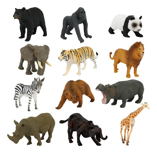 Juego De 12 Figuras De Animales De Safari, Figuras Realistas