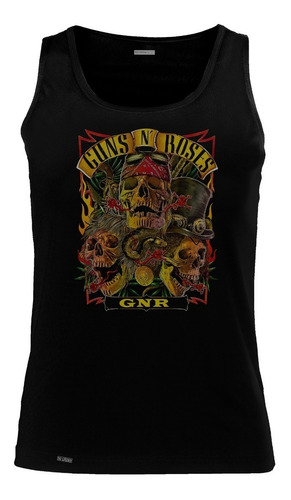 Camiseta Esqueleto Guns N Roses Calavera Plantas Rock Sbo