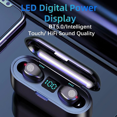 Imagen 5 de 6 de Auriculares Bluetooth F9 Tws 4hs De Musica + Power Bank