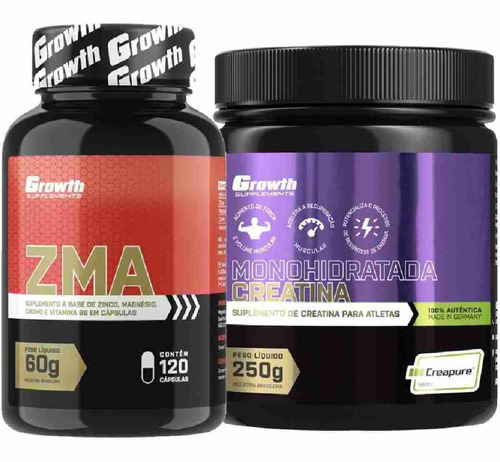 Creatina 250g Creapure + Zma 120 Caps Original Growth