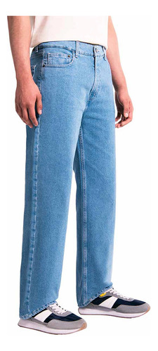 Jeans Oggi Hombre Relaxed Azul Claro Mezclilla Confort