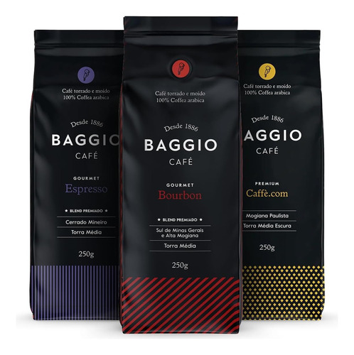 Kit 3 Cafés 250g Baggio Café Torrado E Moído