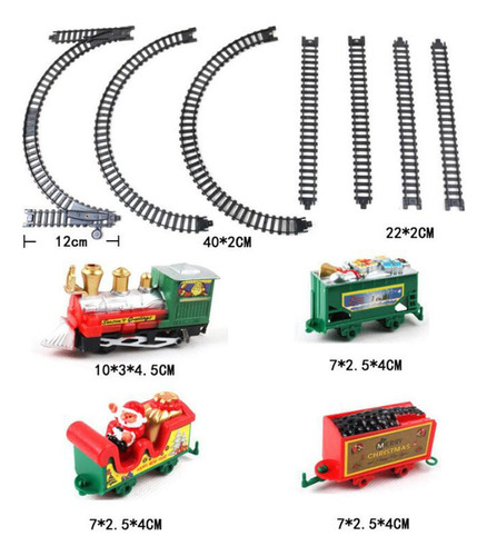 11 Tracks Trem Xmas Pcs Elétrica Ajuste Com Carro De Santa