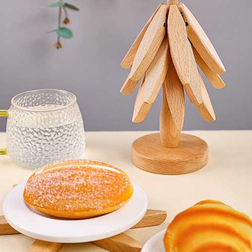 Posavasos De Protección De Mesa De 3 Piezas, Color Haya
