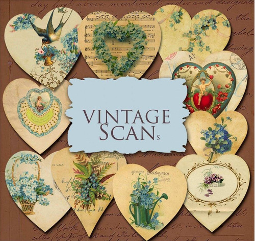 Kit De Papel Digital Etiquetas Tags Shabby Vintage Corazones