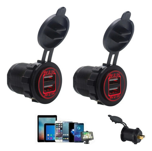 Cargador Con Dos Usb For Automóvil Y Motocicleta 12v 2.1a