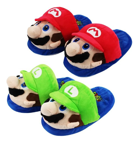 Pantuflas Super Mario Bros O Luigi Cómodas Unisex