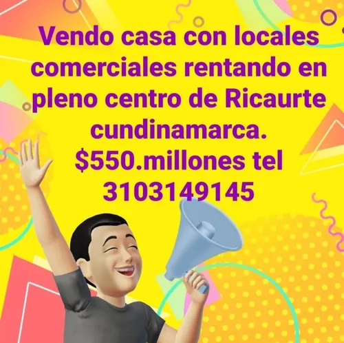 Ven Permuto Casa Comercial Ricaurte Cundinamarca.pleno Centr