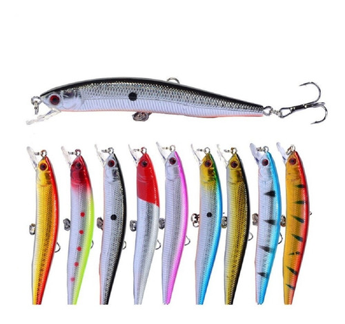 10 Señuelos Pesca Minnow 10cm 8.4gr Lenguado Corvina Trucha