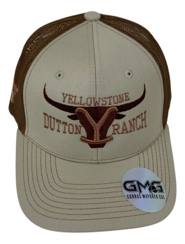 Gorra Vaquera Yellowstone Dutton Ranch Trucker 004 Bordado3d Beige/camel Gabardina Unitalla Ajustable