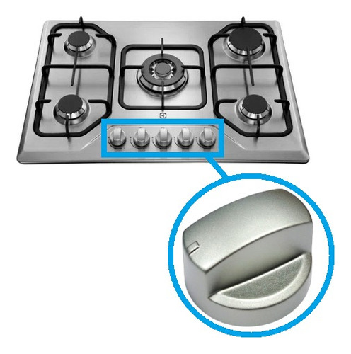 Kit 5 Botão Prata Cooktop Electrolux Gc75p Gf75x Gt75x Orig