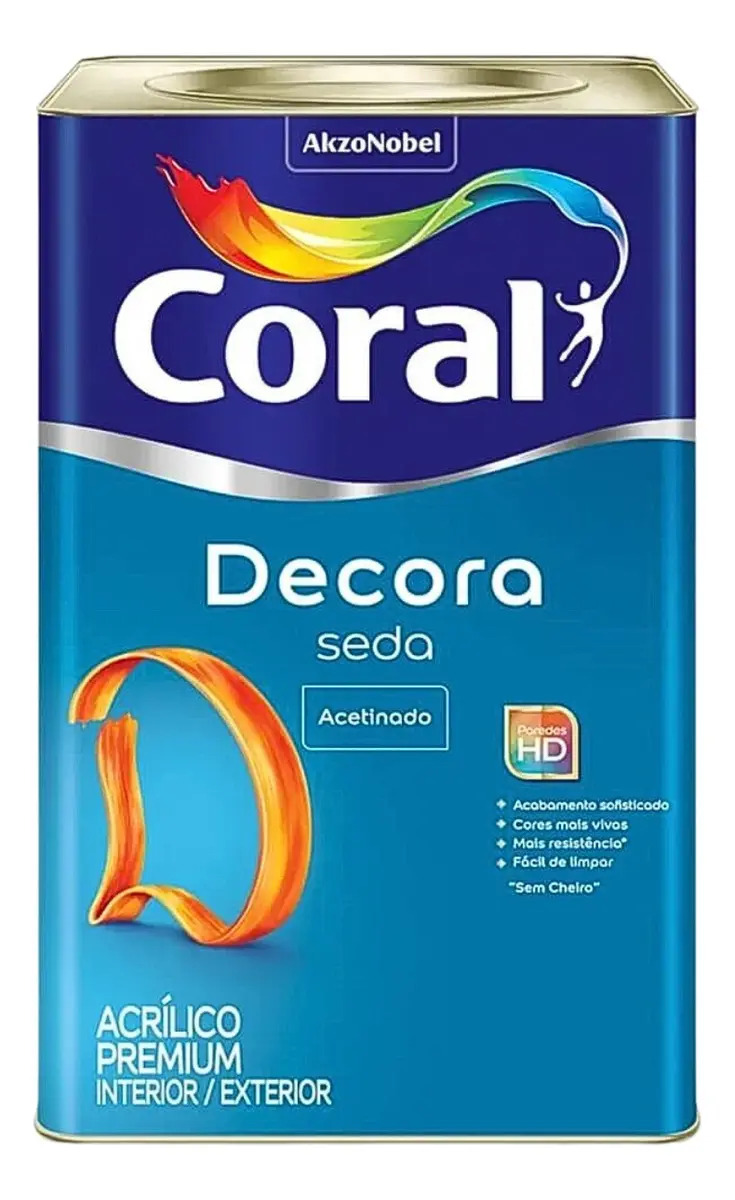 Lata Tinta Acrilica Seda Acetinada Lavável Coral 18 Litros Cor Crômio Padrão Suvinil
