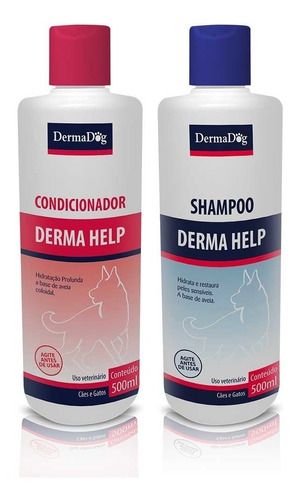 Kit Shampoo Condic Derma Help 500 Ml Aveia Compatível Virbac