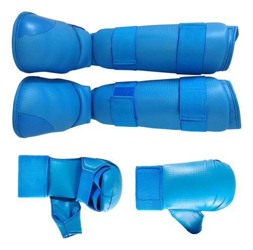 Equipo De De Karate, Guantes De Boxeo, Espinilleras, Azul S