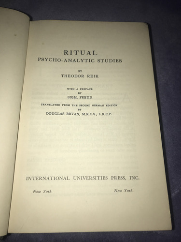 Livro Ritual Psychoanalytic Studies - Theodor Reik - Em Inglês (Usado)
