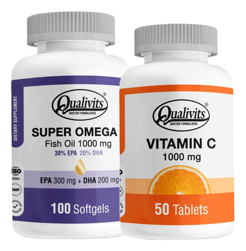 Vitamina C 1000 Mg X50 Super Omega 3 1000 Mg X100 Qualivits