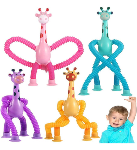 4pcs Juguetes Para Niños Ventosas Tubo Telescópico Jirafa