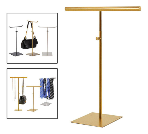 Suporte Bolsa Metal Ajustável, Tubo Redondo Dourado