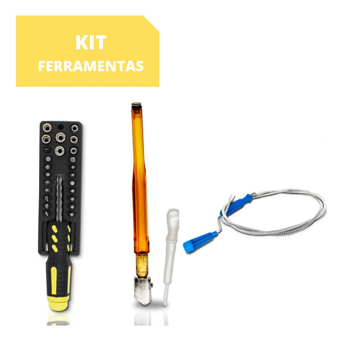 Imagem 1 de 7 de Kit Reparo Jogo 25pçs Chaves + Cortador Vidro + Desentupidor