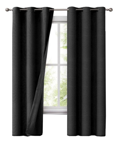 Cortinas Blackout 100% Casatua 2paños 140x220 Lino Doble Faz Negro