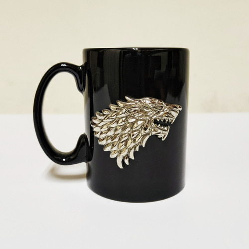 Caneca Game Of Thrones - Emblema Starks - Original Hbo Merch Preto Emblema Starks