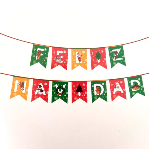 Banderines Navidad Bambalinas 11.5cm Por 16cm C/ Letra Santa