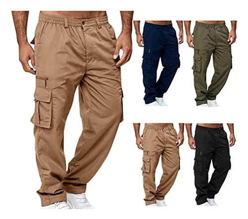 Pantalones Tipo Cargo Casuales Para Hombre, Pantalones De Fi