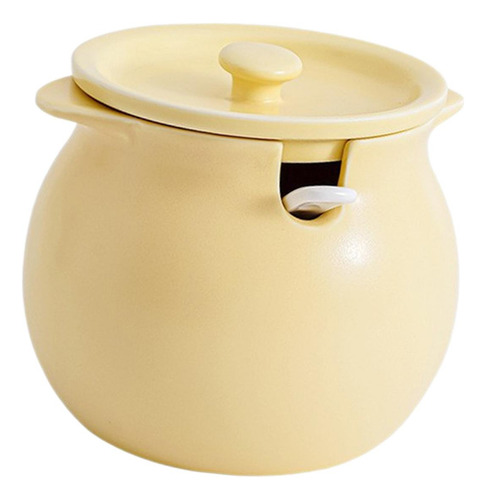 Elegante Juego De Botes De Cerámica Con Cuchara: M Amarillo