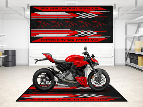 Tapete Estacionamiento Para Modelo Motocicleta Ducati V2 Red