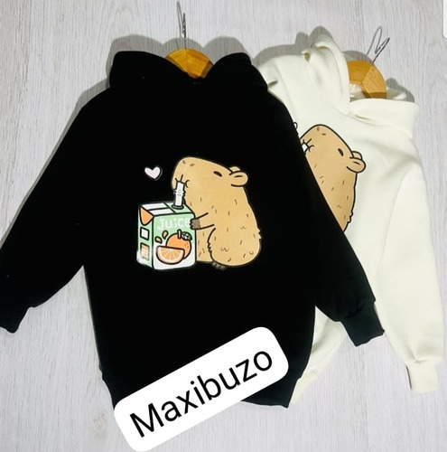 Buzo Capibara Frizado Estampada Con Capucha Nena Unisex