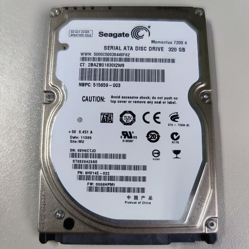 Disco Rígido Interno Seagate Momentus 7200.4 St9320423as 320gb