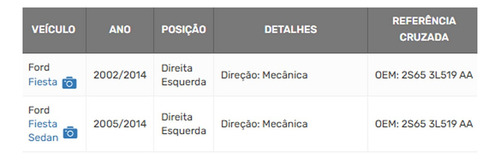 Articulação Braço Axial Ford Fiesta Supercharger 02/14 Mec.