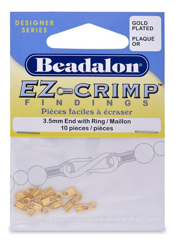 Beadalon Ez-crimp End 3-1/2 Mm Anillo Chapado Oro, 10 P...