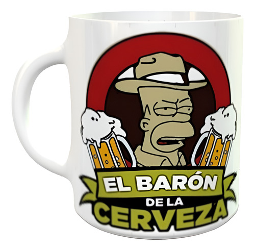 Taza Cerámica Sublimada El Barón Cerveza Simpsons Mermelada Blanco El Barón De La Cerveza D1